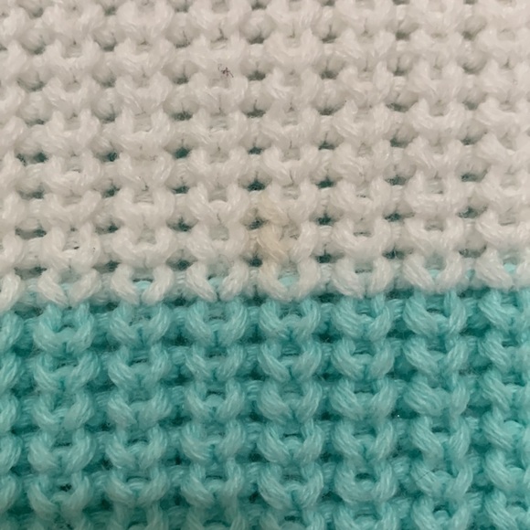 Vintage 80s Lady Footlocker Mint Green White Striped Sweater Made in Korea - Picture 8 of 10